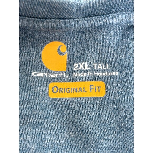 Carhartt Men's Original Fit 2XL Tall Blue T-Shirt Short Sleeve Logo Crew Pocket - Picture 3 of 11